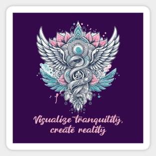 Visualise tranquility, create reality. Law of attraction quote, boho yoga Sticker